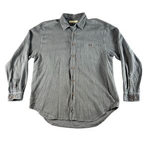 Tommy Bahama Shirt Mens Large Gray 100% Silk Long Sleeve Button Up Shirt